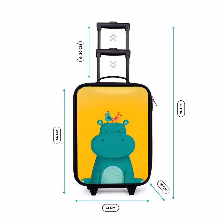 Kinderkoffer - Nijlpaard - Vogels - Groen - Geel — 7
