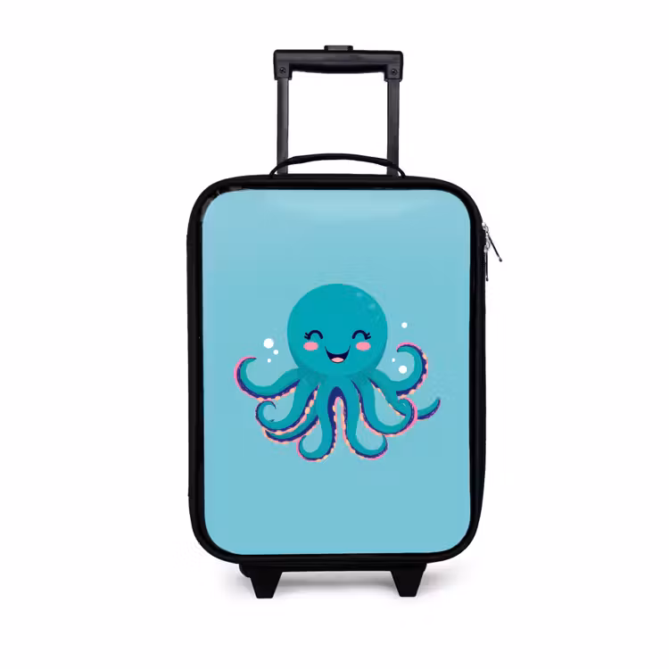 Kinderkoffer - Octopus - Blauw - Gezicht — 1