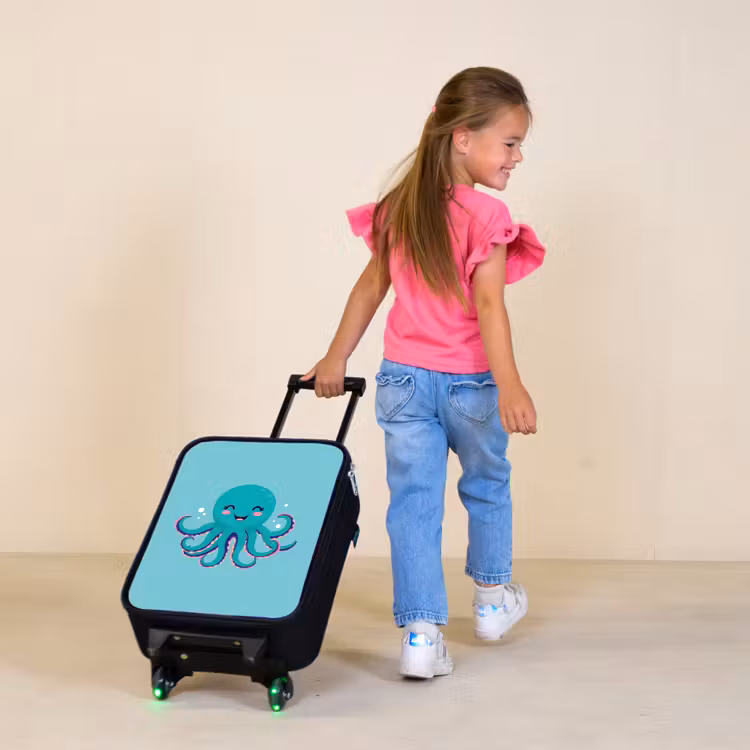Kinderkoffer - Octopus - Blauw - Gezicht — 2