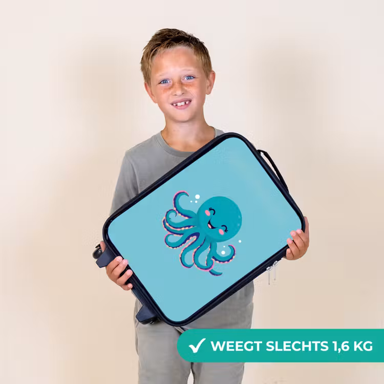 Kinderkoffer - Octopus - Blauw - Gezicht — 3