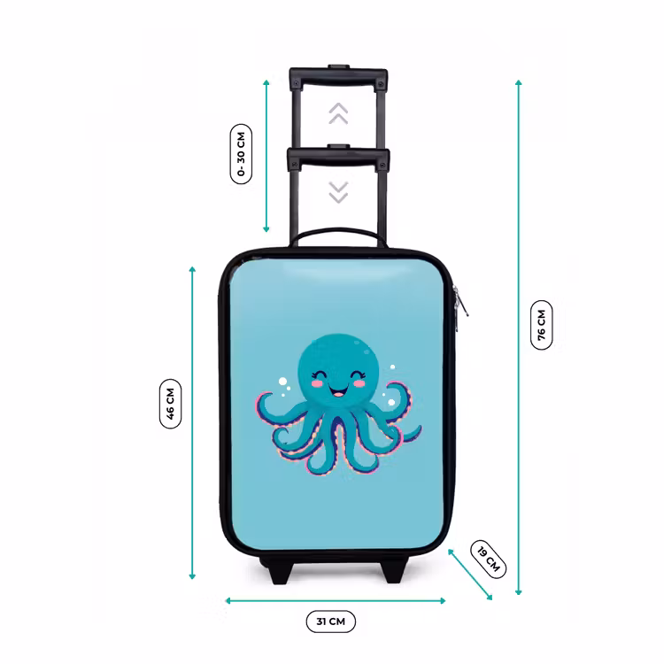 Kinderkoffer - Octopus - Blauw - Gezicht — 7