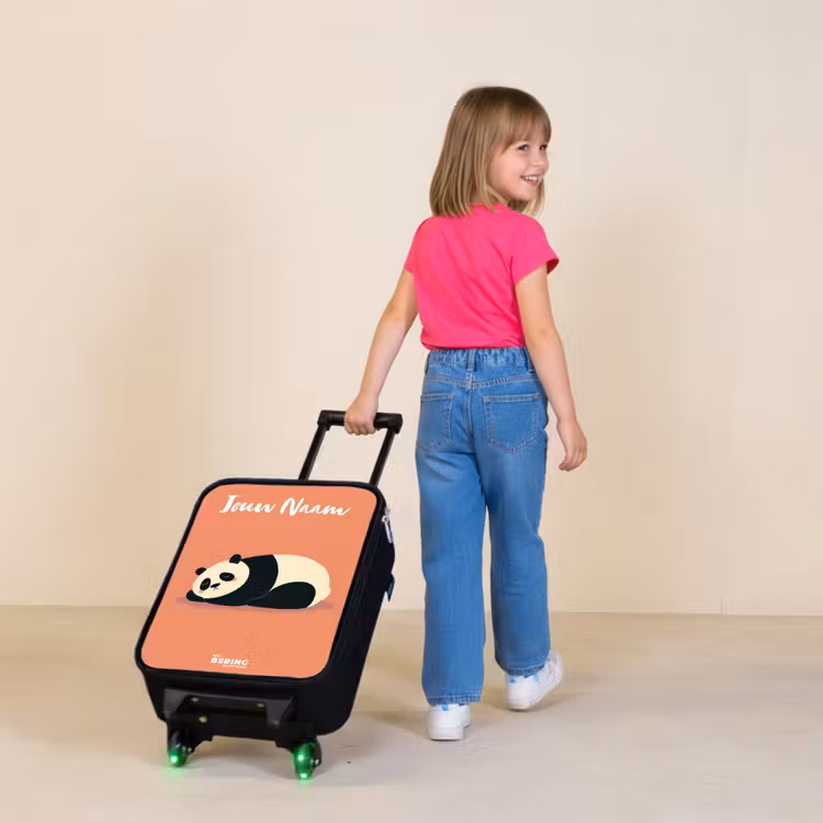 Kinderkoffers met naam - Panda - Slapen - Oranje — 2