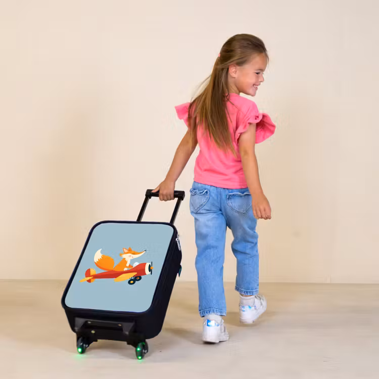 Kinderkoffer - Vos - Vliegtuig - Blauw — 2