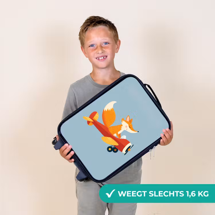 Kinderkoffer - Vos - Vliegtuig - Blauw — 3