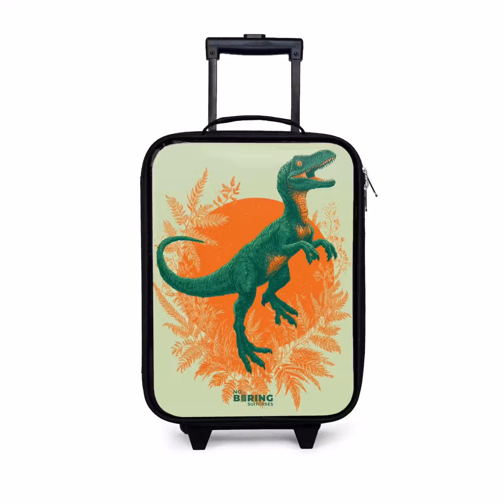 Kinderkoffers met naam - Groene dino tussen varens — 1