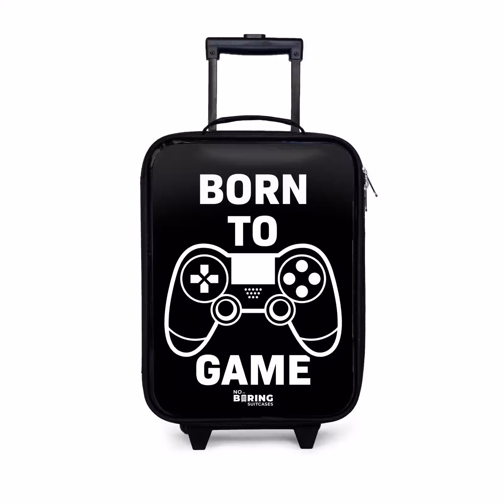Kinderkoffers met naam - Qoute met controller in zwart wit — 1