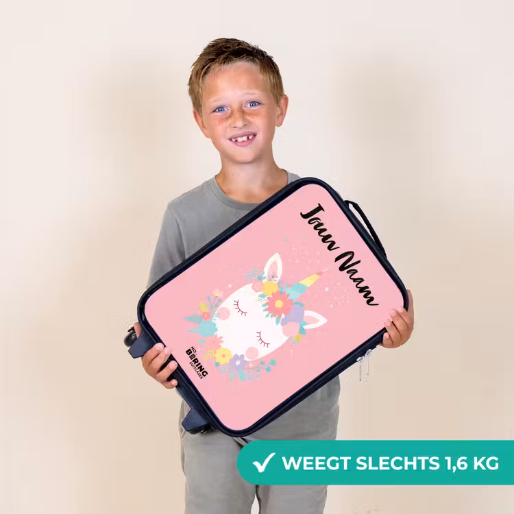 Kinderkoffers met naam - Eenhoorn - Bloemen - Roze — 3