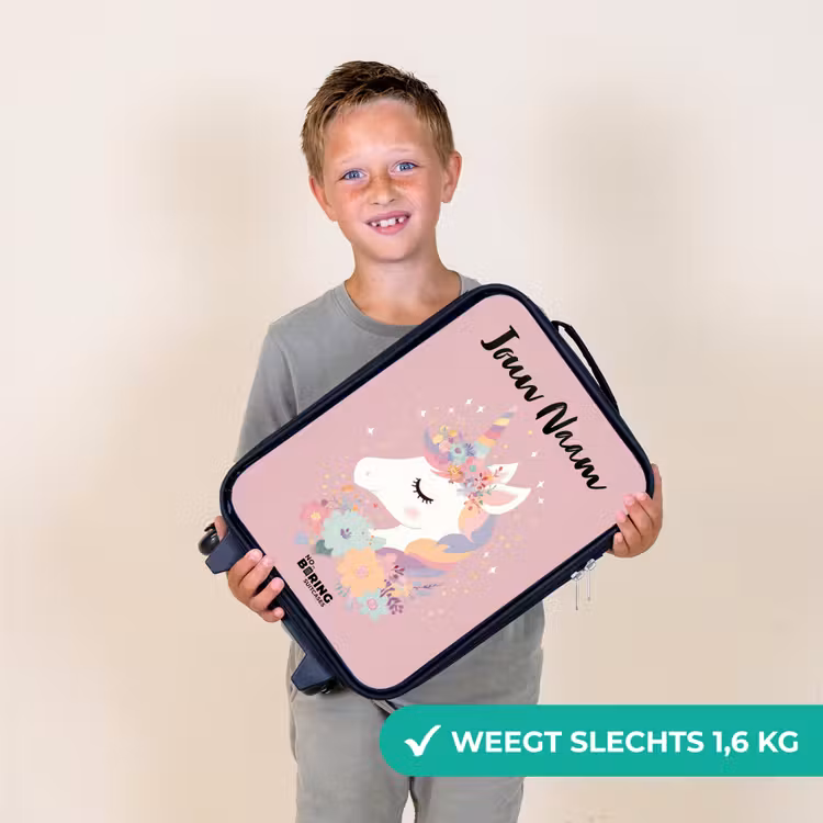 Kinderkoffers met naam - Eenhoorn - Roze - Bloemen — 3