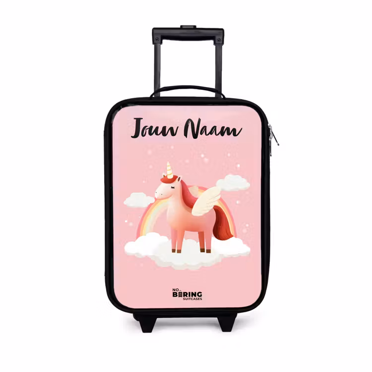 Kinderkoffers met naam - Eenhoorn - Vleugels - Roze - Regenboog — 1
