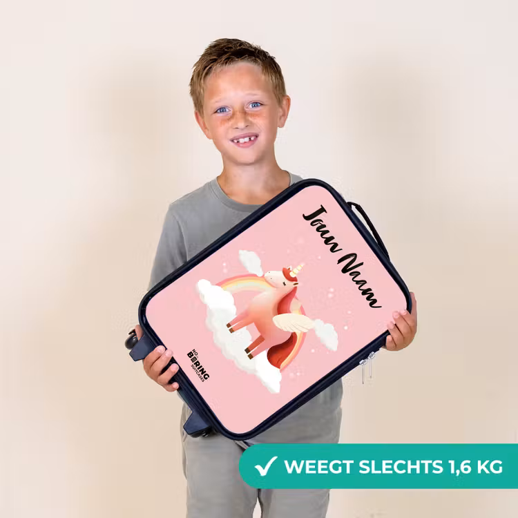 Kinderkoffers met naam - Eenhoorn - Vleugels - Roze - Regenboog — 3