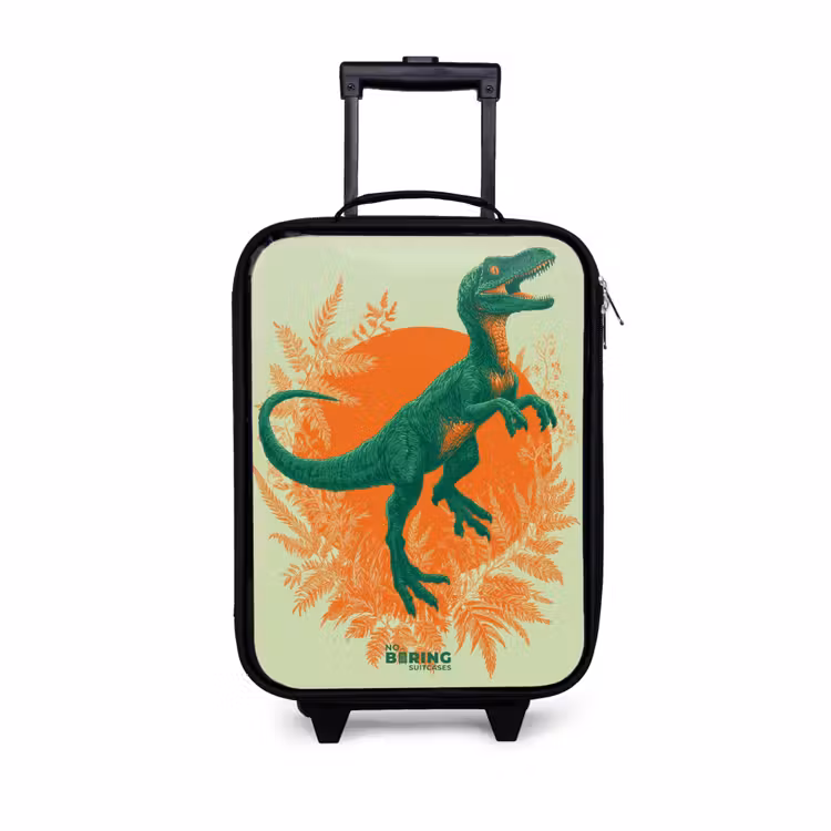 Kinderkoffers met naam - Groene dino tussen varens — 1