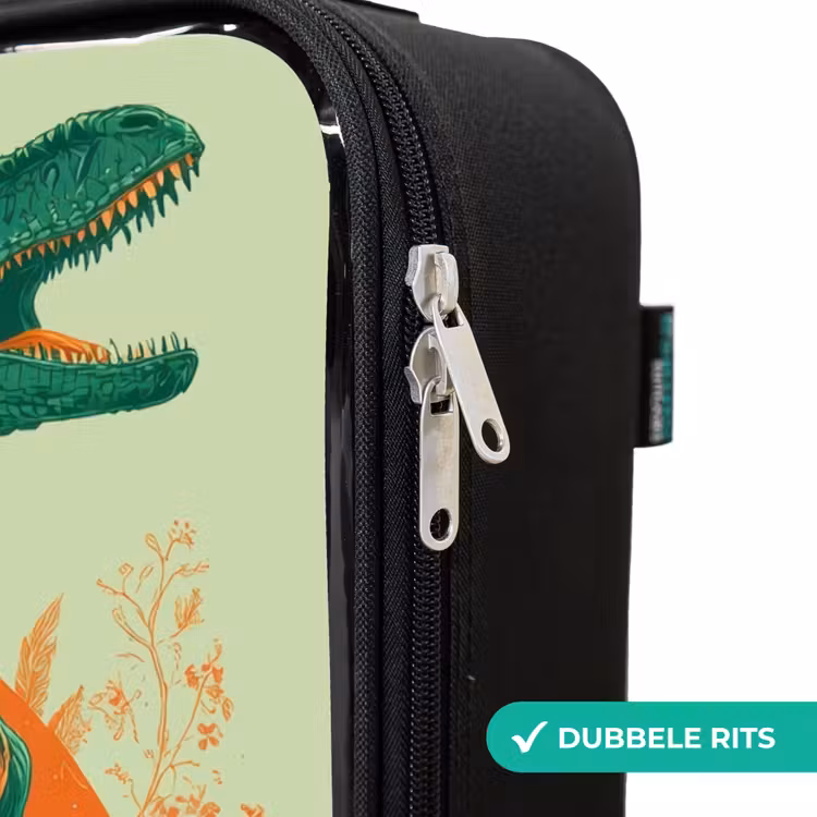 Kinderkoffers met naam - Groene dino tussen varens — 6