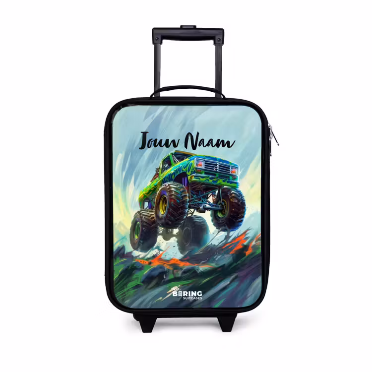 Kinderkoffer - Groene Monstertruck met Penseelstreken — 1