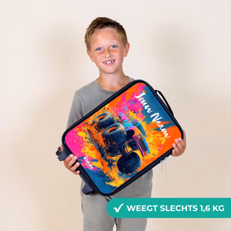 Kinderkoffers met naam - Monstertruck - Abstract - Verfspatten - Kleurrijk — 3