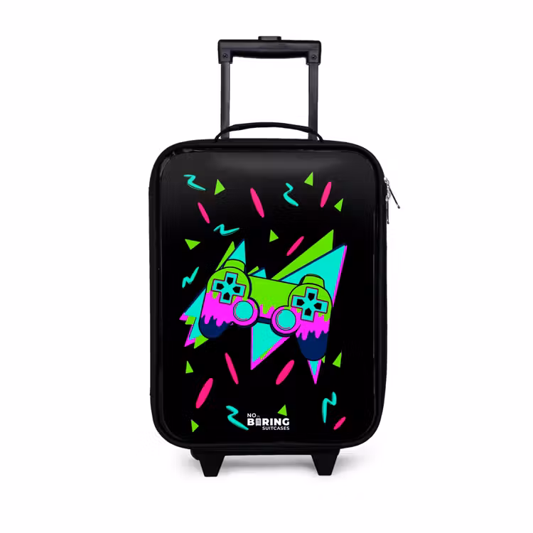 Kinderkoffers met naam - Neon controller op zwart — 1