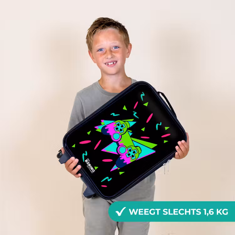 Kinderkoffers met naam - Neon controller op zwart — 3