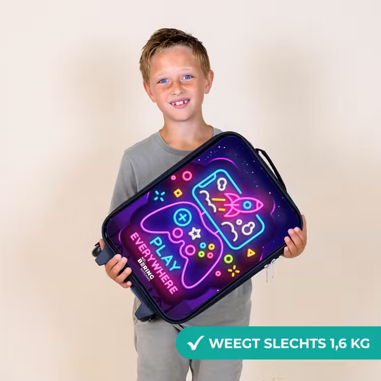 Kinderkoffers met naam - Neonillustratie met een controller — 3
