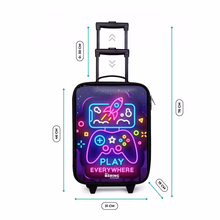 Kinderkoffers met naam - Neonillustratie met een controller — 7