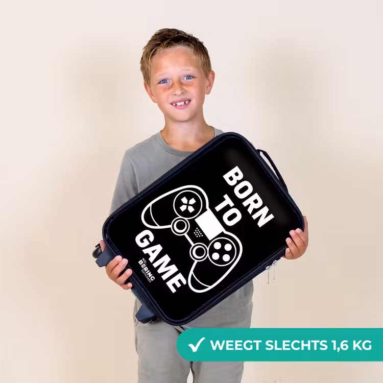 Kinderkoffers met naam - Qoute met controller in zwart wit — 3