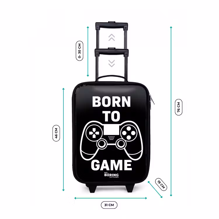 Kinderkoffers met naam - Qoute met controller in zwart wit — 7