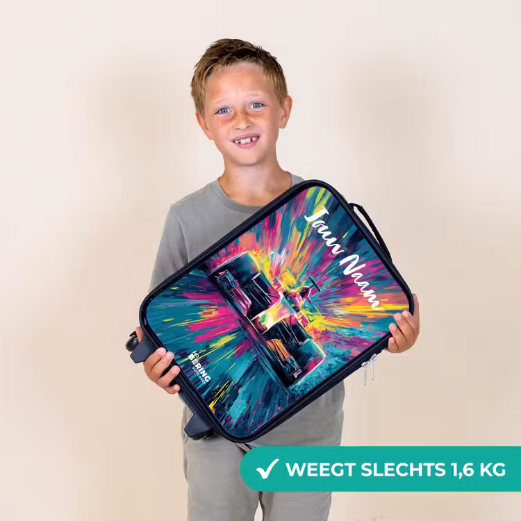 Kinderkoffers met naam - Raceauto - Abstract - Strepen - Blauw — 3