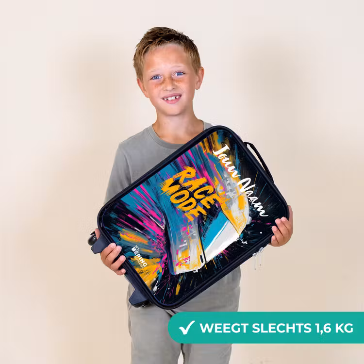 Kinderkoffers met naam - Racehelm - Abstract - Verf - Kleurrijk — 3