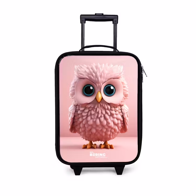 Kinderkoffer - Roze uil met blauwe ogen — 1