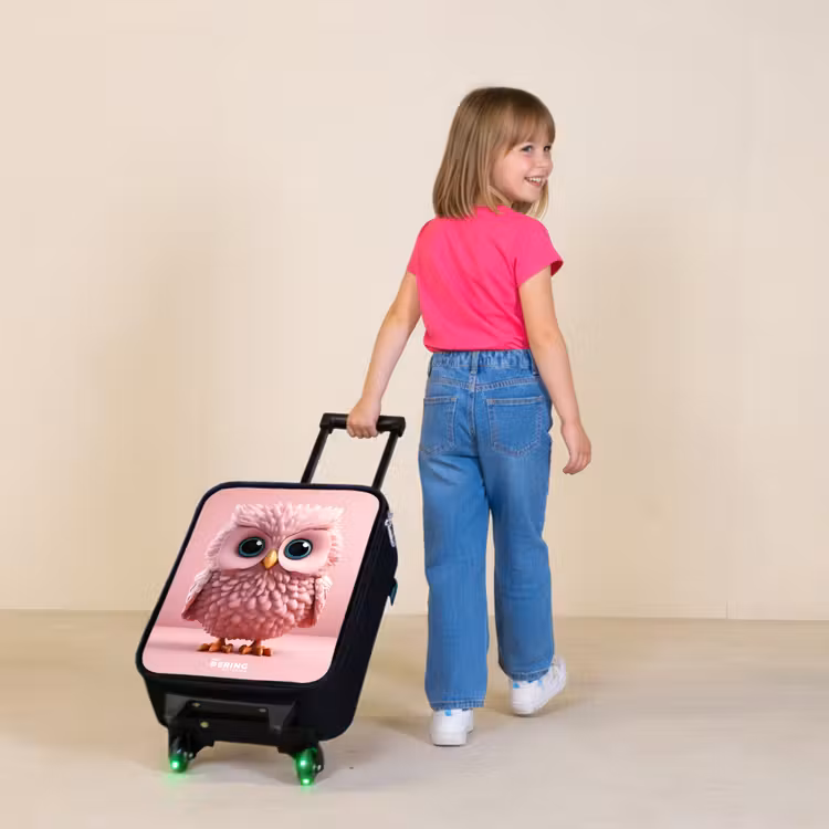 Kinderkoffer - Roze uil met blauwe ogen — 2