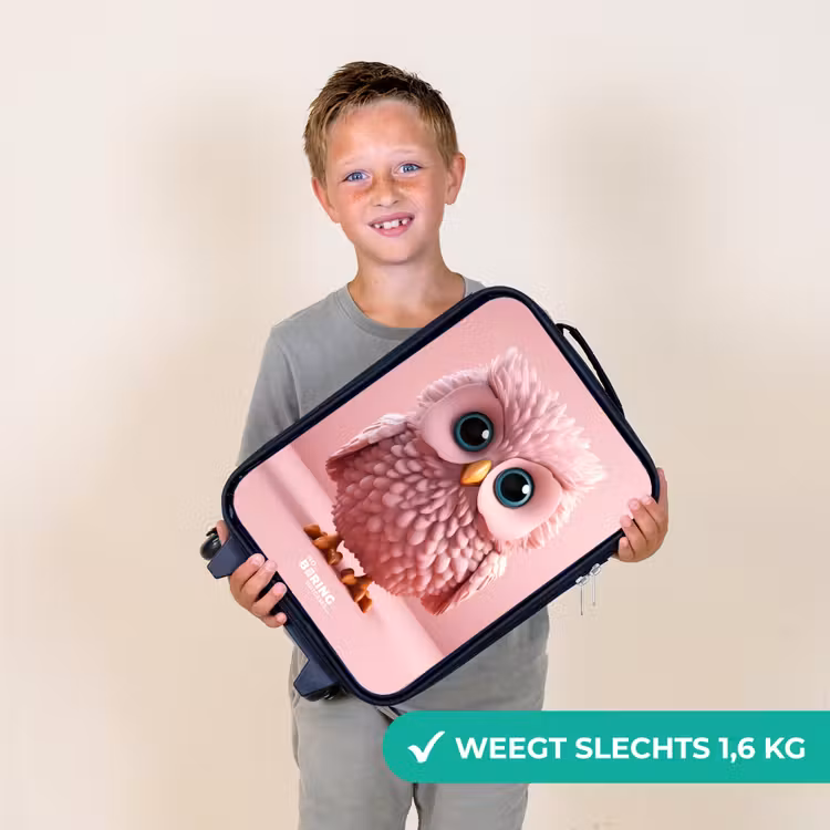 Kinderkoffer - Roze uil met blauwe ogen — 3