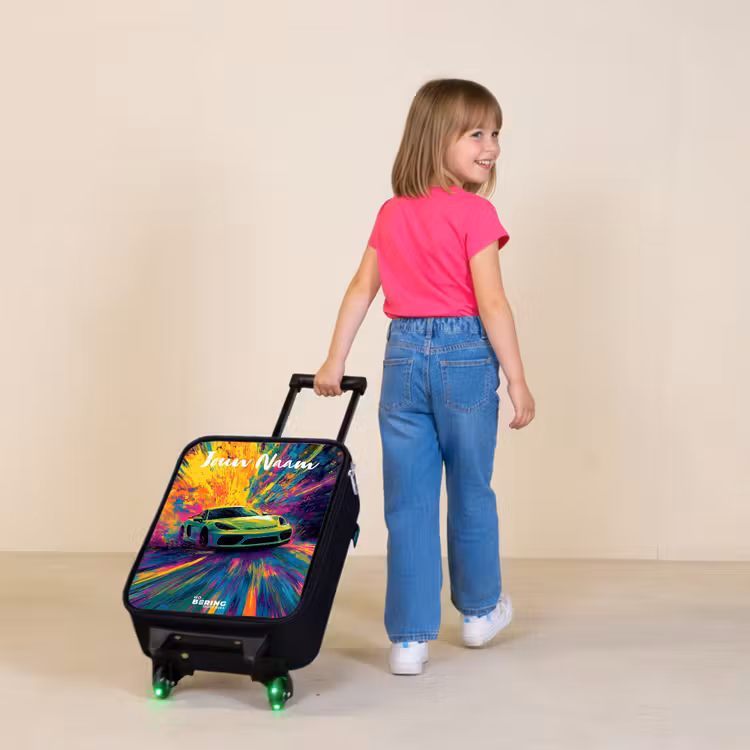 Kinderkoffers met naam - Sportauto - Groen - Verfstrepen - Kleuren — 2