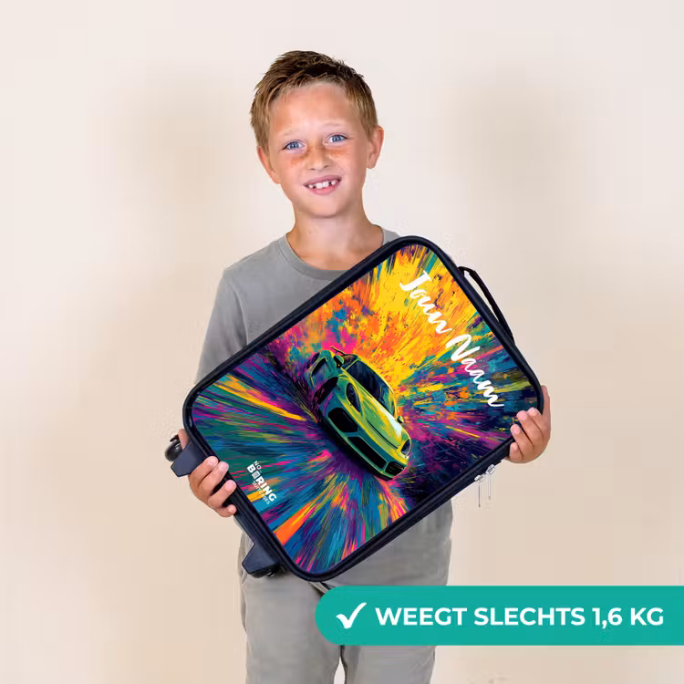 Kinderkoffers met naam - Sportauto - Groen - Verfstrepen - Kleuren — 3