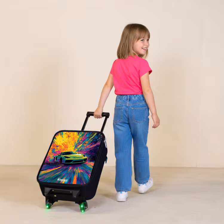 Kinderkoffers met naam - Sportwagen - Explosie - Kleurrijk - Verfstrepen — 2