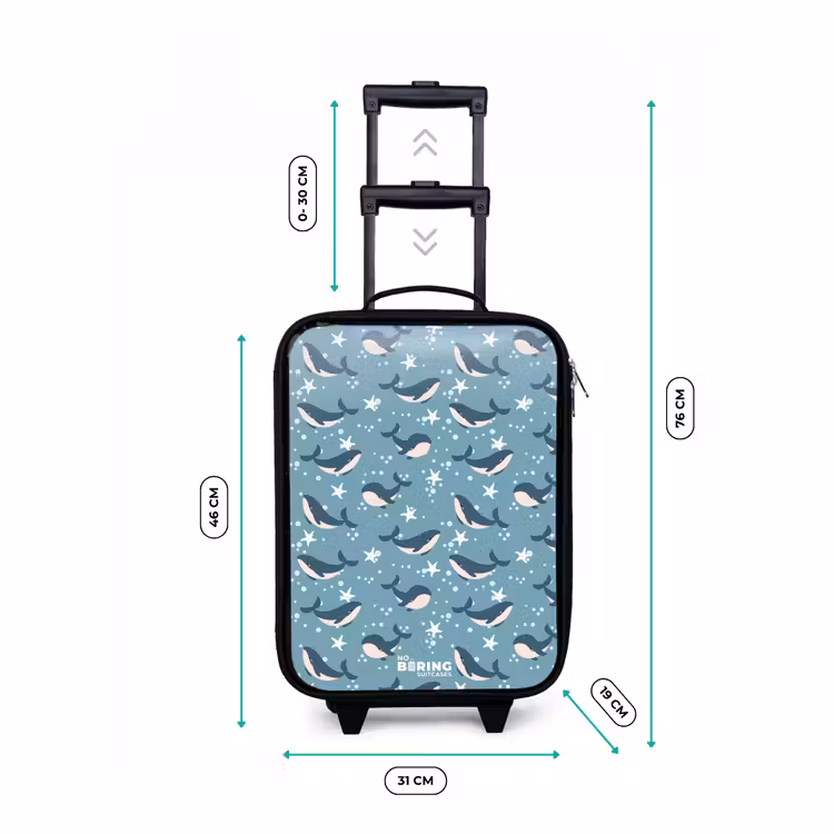 Kinderkoffer - Donkerblauw walvissenpatroon met zeesterren — 7