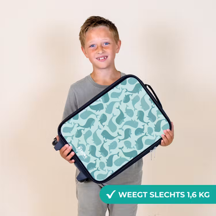 Kinderkoffer - Gestileerde walvissen in tonale zeegroene tinten — 3