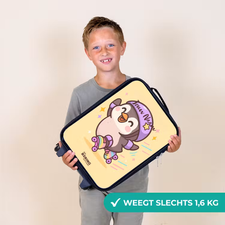 Kinderkoffers met naam - Kawai - Pinguin - Rolschaatsen — 3