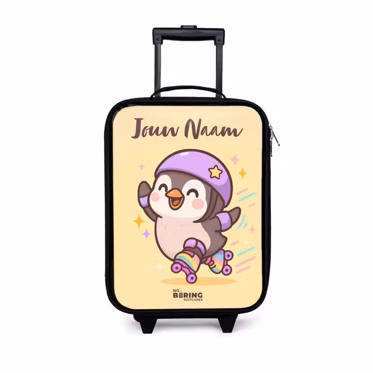 Kinderkoffers met naam - Kawai - Pinguin - Rolschaatsen — 1