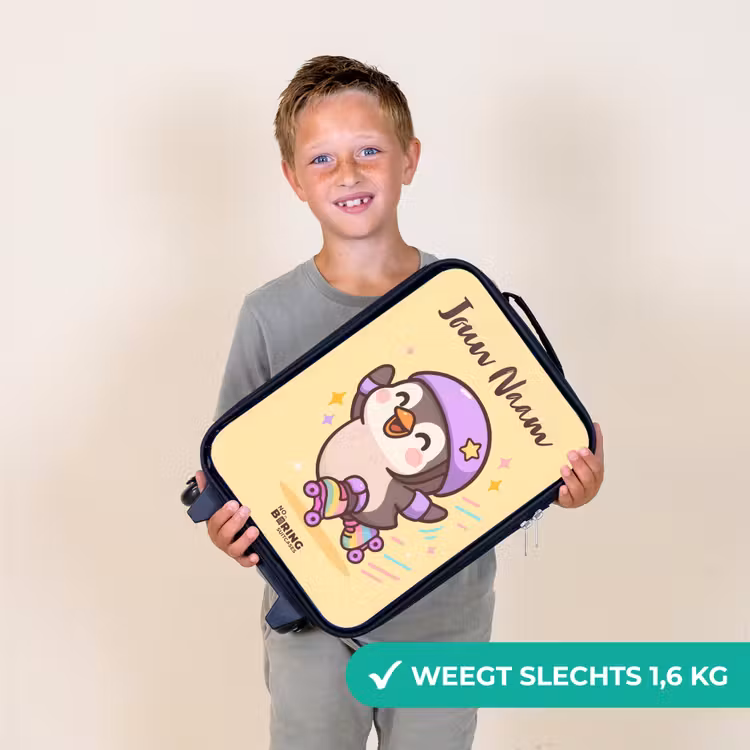 Kinderkoffers met naam - Kawai - Pinguin - Rolschaatsen — 3