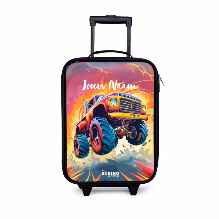 Kinderkoffer - Roze Monstertruck Vliegt over het Asfalt — 1
