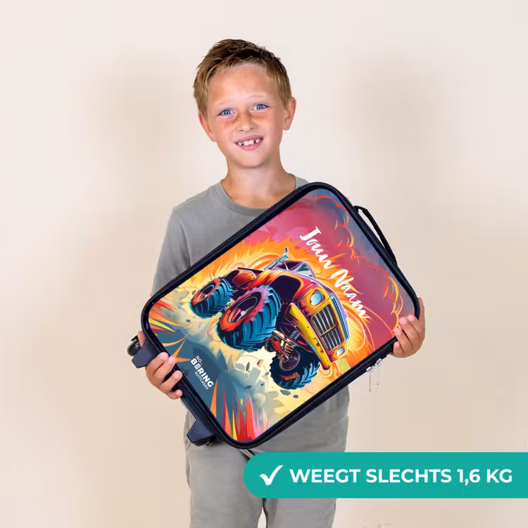 Kinderkoffer - Roze Monstertruck Vliegt over het Asfalt — 3