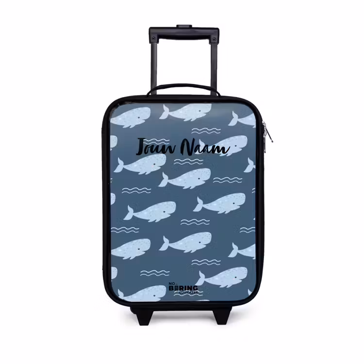Kinderkoffer - Walvis met golven patroon blauw — 1