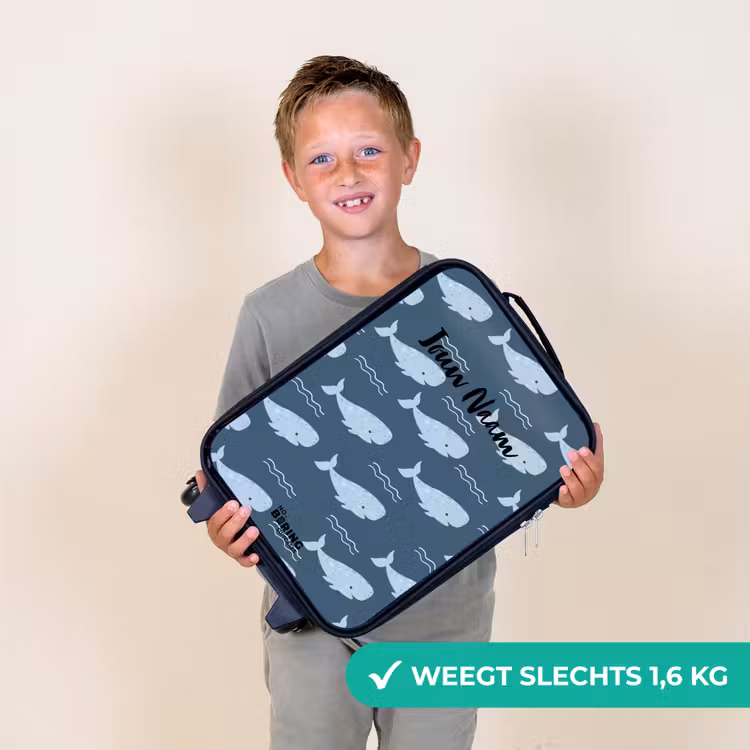 Kinderkoffer - Walvis met golven patroon blauw — 3
