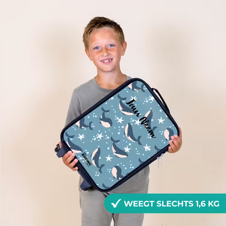 Kinderkoffer - Walvissen met zeesterren patroon blauw — 3