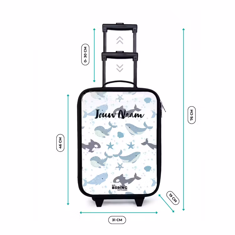 Kinderkoffer - Walvissen patroon met schelpen blauw — 7
