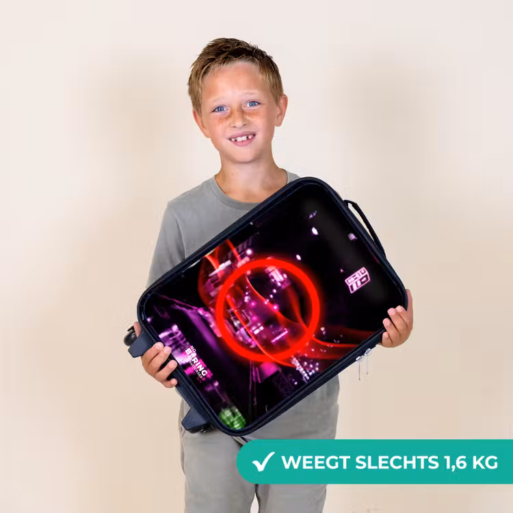 Kinderkoffer - Felrode cirkel boven een neonverlichte stad — 3