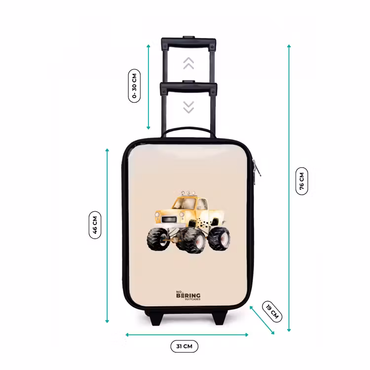 Kinderkoffer - Gele monstertruck op een beige achtergrond — 7