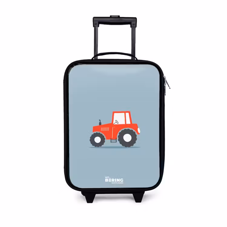 Kinderkoffer - Rode trekker blauwe achtergrond — 1