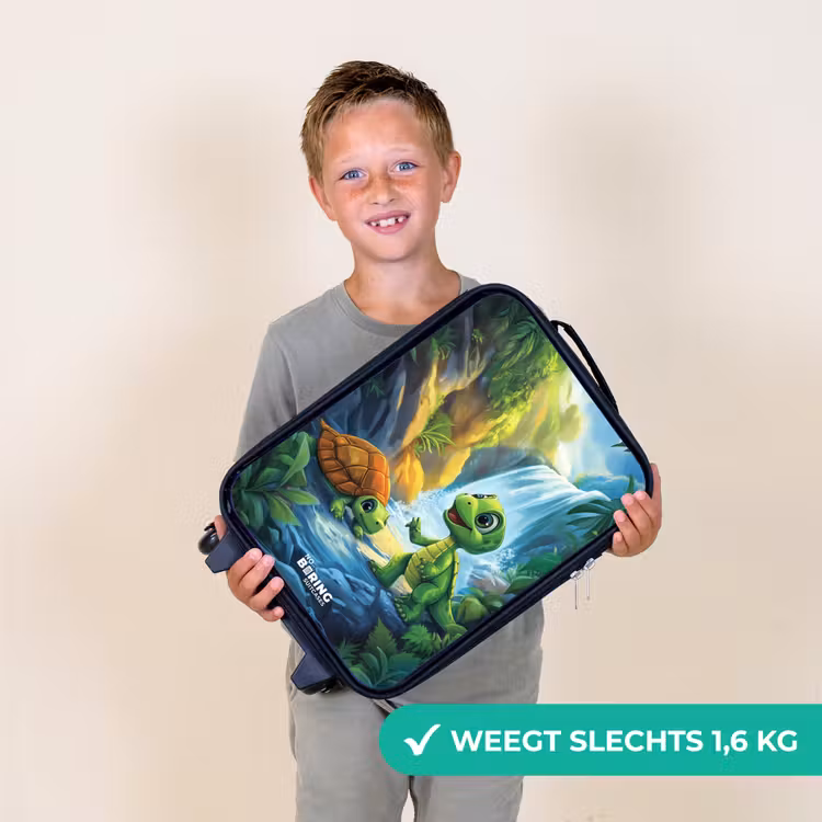 Kinderkoffers met naam - Schildpad en dino bij waterval in tropisch bos — 3