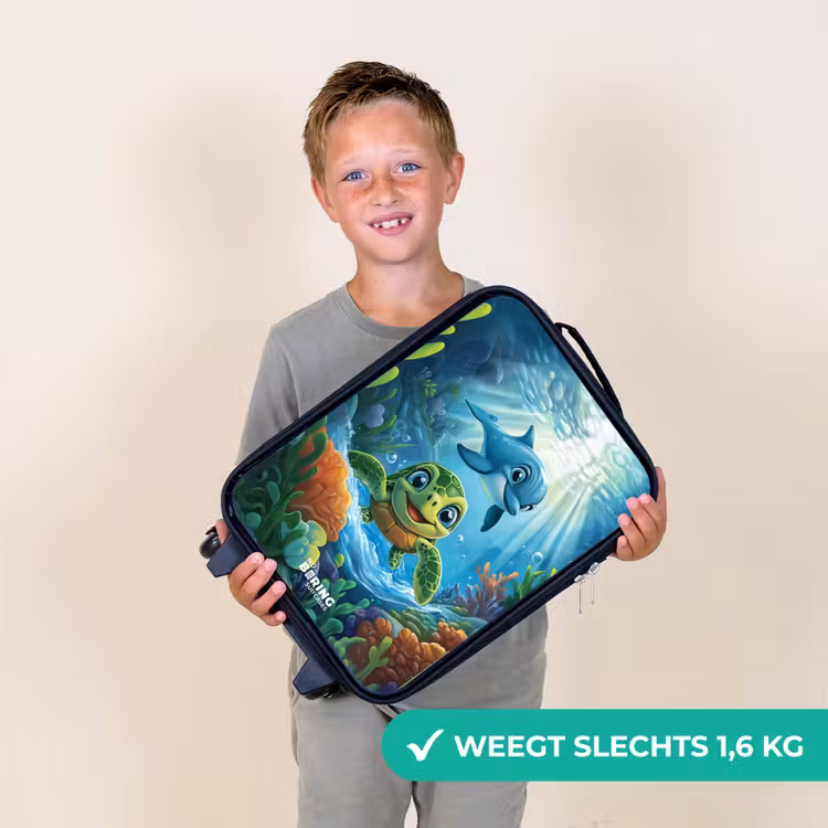 Kinderkoffers met naam - Schildpad en dolfijn in blauwe oceaan — 3