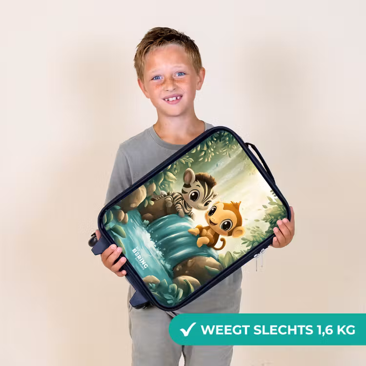 Kinderkoffers met naam - Zebra - Aapje - Waterval - Rotsen — 3