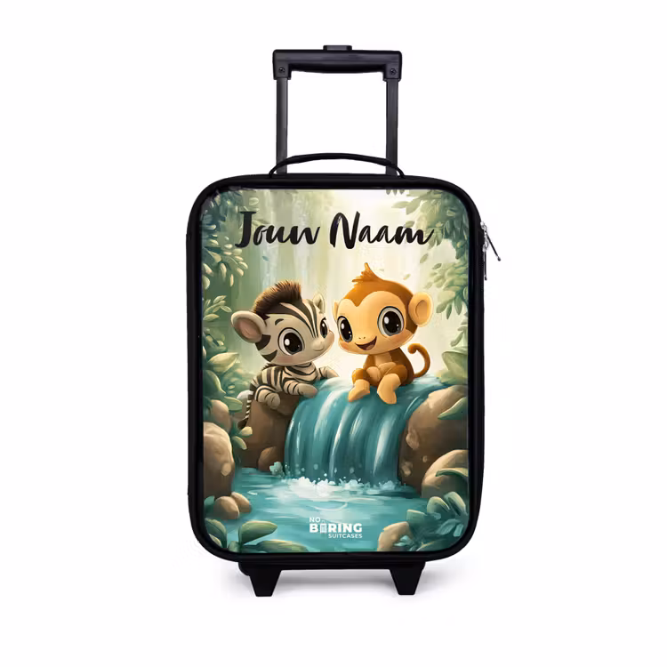 Kinderkoffers met naam - Zebra - Aapje - Waterval - Rotsen — 1